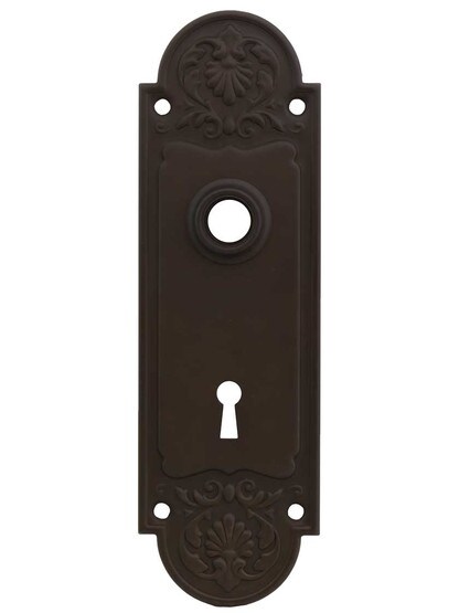 Regency Style Stamped-Brass Back Plate with Keyhole in Oil-Rubbed Bronze.